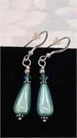 Pair of beads and Crystal hoop earrings