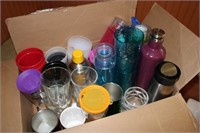 Shaker container, cups, cups with lids