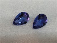Pair Pear Shape Chinese Blue Fluorite Gemstones