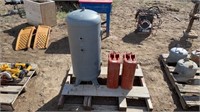 Pallet of Air Compressor Tank & 2 Gas Cans