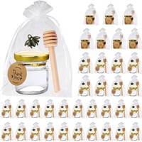 36 Pack 1.5 oz Mini Glass Honey Jars with Wood Dip