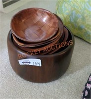 vintage mcm wooden bowls