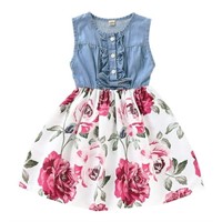 6-7 Years  6T Kids Girl Floral Sleeveless Casual D