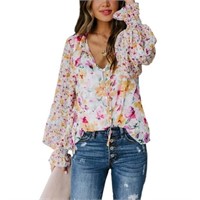 2XL  Sz 2XL. EVALESS Womens V Neck Boho Floral Pri