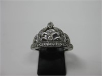 Sterling Silver & Diamonds Crown Ring
