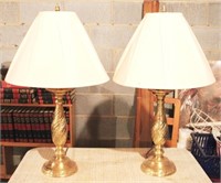 Pair of Brass Lamps - 30" tall