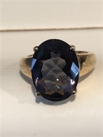 Vintage .925 SS Gold Clad Blue Tanzanite Ring