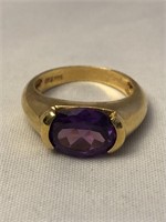 Vintage .925 SS Gold Clad Rhodolite Garnet Ring