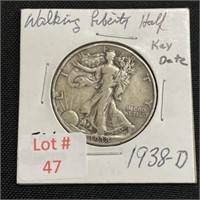 1938-D Walking Liberty Half Dollar (Key Date)