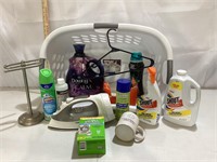 Laundry Basket W/ Household and Laundry Goods