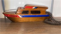 Telemania SS America wood Yacht Corded Telephone