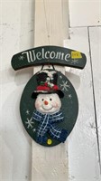 Snowman Welcome sign, Approximately 12x19 inches