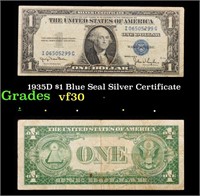 1935D $1 Blue Seal Silver Certificate Grades vf++