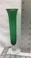 C1) EMERALD GREEN BUD VASE, GORGEOUS ETCHED