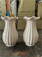 (2) Pink Ceramic Vases 8" NEW
