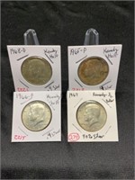 1965P,1966P, 1967P,1968D Kennedy Halves 40% Silver