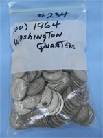 (100) 1964 Washington Quarters