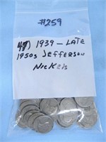 (47) 1939 to Late 1950's Jefferson Nickels