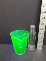 Uranium Glass Measuring Cup & Ounces Bottle