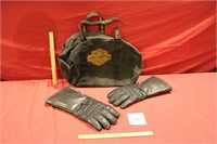 Leather Harley Davidson Riding Gloves Bag + Covers