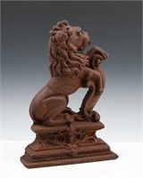 ENGLISH CAST IRON RAMPANT LION DOORSTOP