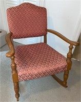 Antique Wooden Rocking Chair Upholstered
