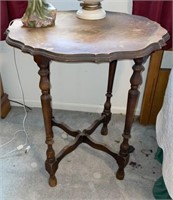 Antique Scallop Round Side Table Wood