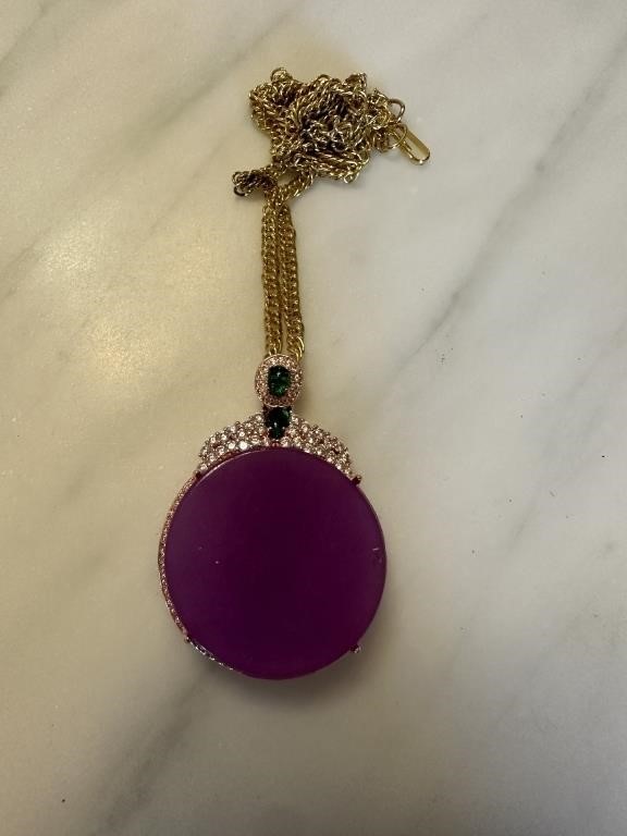 CHINESE PURPLE JADE STONE NECKLACE NOTE