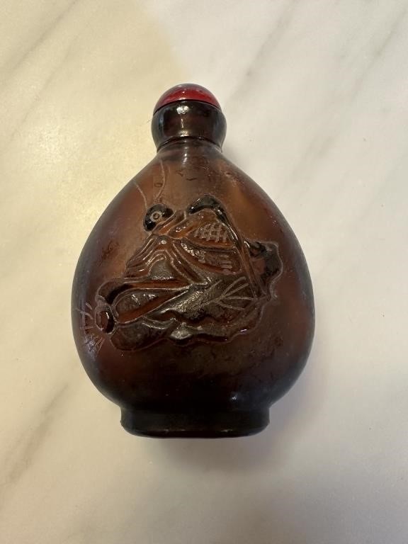 VTG OPIUM SNUFF JAR ROOSTER / COC