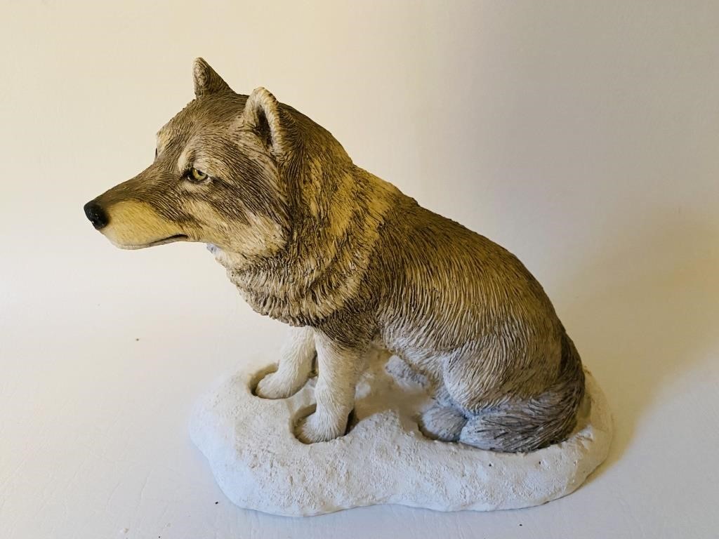 Sand Cast Wolf Sculpture signed Sandra Brue