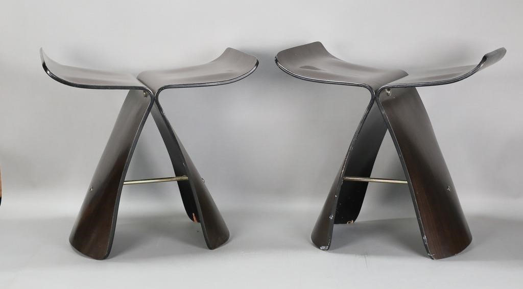 Pair of Sori Yanagi Style Modern Butterfly Stools