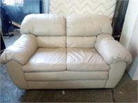 Leather Style/ Look Taupe Color Loveseat Measures
