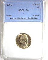 1976-D Nickel MS67+ FS LISTS $3500 IN 67FS
