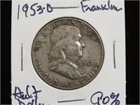 1953 D FRANKLIN HALF DOLLAR 90%