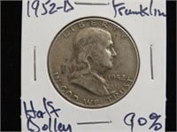1952 D FRANKLIN HALF DOLLAR 90%