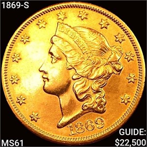 1869-S $20 Gold Double Eagle UNCIRCULATED