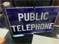 Double sided porcelain telephone sign