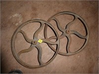 2 Cast Iron Steel Fly Wheels