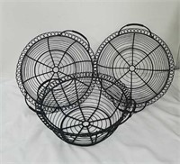 Three metal baskets