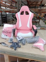 Office chair- pretty pink! Lumbar support pilow.