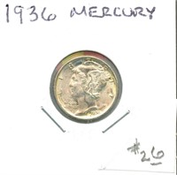 1936 Mercury Dime - Uncirculated, Some