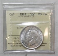 MS-64 ICCS_Canada 1941 Fifty Cents MS-64