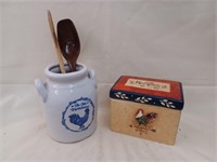 Rooster Recipe Box and Utensil Crock