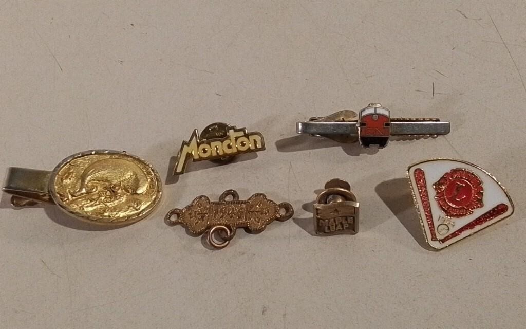 Vintage Pins, Tie Clips Incl. Military & CN