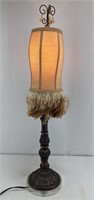 Rustic Feather Beaded Table Lamp