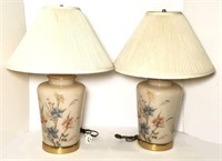 Pair of  Lamps with Pleated Shades