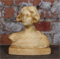 An Italian Carved Alabaster Bust of a young