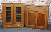 A 19th C. Yellow Pine Country Two-Piece Cupboard,