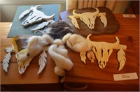 SET OF 4 BISON WALL HANGINGS AND DREAM CATCHER