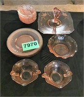 15 pcs Pink Depression Glass-Condition Issues
